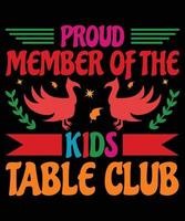 miembro orgulloso de la plantilla de diseño de camiseta vectorial del club de mesa para niños vector