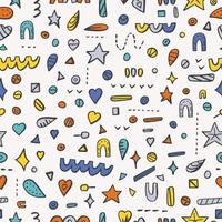Vector seamless pattern of hand drawn geometric shapes. Abstract background from decorative doodle elements, wallpaper. Modern print for textiles, fabric