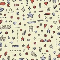 Vector seamless pattern of hand drawn geometric shapes. Abstract background from decorative doodle elements, wallpaper. Modern print for textiles, fabric