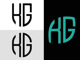 Creative Initial Letters KG Logo Designs Bundle. vector