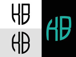 Creative Initial Letters KB Logo Designs Bundle. vector