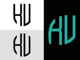 Creative Initial Letters KV Logo Designs Bundle. vector