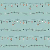 Vector set of seamless patterns of hand drawn beads, hearts, garlands. Abstract background from decorative doodle elements