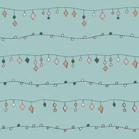 Vector set of seamless patterns of hand drawn beads, hearts, garlands. Abstract background from decorative doodle elements