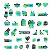 Vector stickers, price tag, banner, label. Coupon sale, offers and promotions vector template. Set of buttons, icons on the theme of shopping, commerce