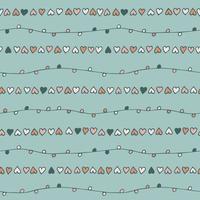 Vector seamless pattern of hand drawn hearts and beads. Abstract background from decorative doodle elements, wallpaper. Modern print for textiles, fabric