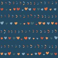 Vector seamless pattern of hand drawn hearts and decorative elements. Abstract background from cute doodles. Trendy endless texture for fabric design, textiles, covers