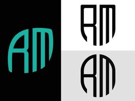 paquete creativo de diseños de logotipos de letras iniciales rm. vector