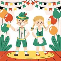 Children on Octoberfest Event Concept Art vector