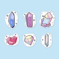 Gemstones Crystals Sticker Collection vector