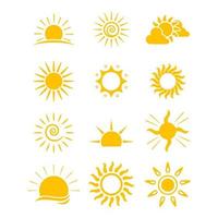 colección de iconos de sol de estilo plano vector