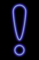 Blue neon exclamation point on a black background vector