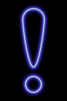 Blue neon exclamation point on a black background vector