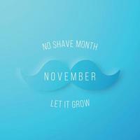 No shave month banner. Paper cut blue mustache. vector