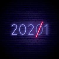 New Year 2021. Glowing neon number 2021. vector