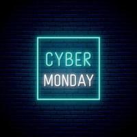 Cyber Monday Sale neon signboard. vector