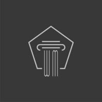 initial monogram WM with monoline pillar logo design vector