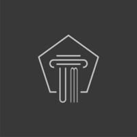initial monogram UM with monoline pillar logo design vector