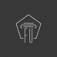 initial monogram FU with monoline pillar logo design vector