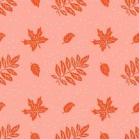 Leaves seamless pattern vector illustration. Endless foliage background. Thanksgiving repeating print.