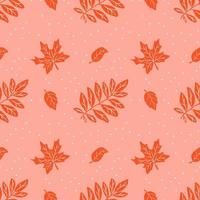 Leaves seamless pattern vector illustration. Endless foliage background. Thanksgiving repeating print.