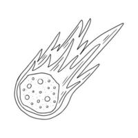 Hand drawn comet icon in doodle style. Cartoon comet vector icon for web design isolated on white background.