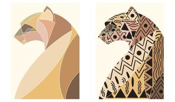establecer dos de arte abstracto de leopardo para carteles y arte de pared vector