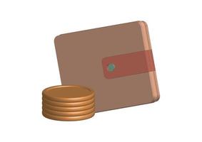 icono 3d de billetera para negocios, sitio web o aplicación móvil. vector