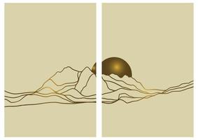 Abstract Golden Geometric Mountain Art vector