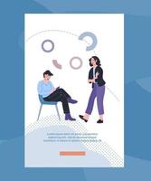 Mobile app onboarding design for online business conference or meeting. Business people communication and connection, virtual internet team working space. Flat vector illustration.