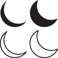 Moon icon set. Crescent icon set. The lunar symbol is in black vector