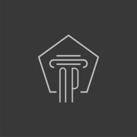 initial monogram NP with monoline pillar logo design vector