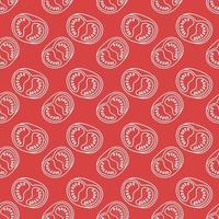 Seamless pattern with linear tomatoes. Colorful endless vegetable background. repeated print isolated vector illustration.