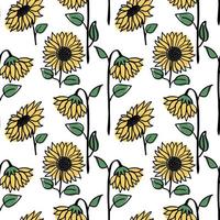 Seamless sunflower pattern isolated vector illustration. Flower background.