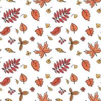 Autumn leaves pattern isolated vector illustration. Fall seamless background. Foliage endless backdrop.