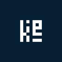 KE initial monogram logo with geometric style vector