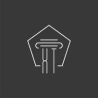 initial monogram XT with monoline pillar logo design vector