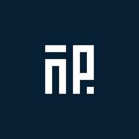 NP initial monogram logo with geometric style vector