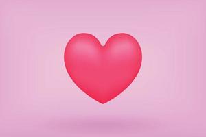 3d pink heart render minimal icon. Vector illustration isolated on pastel pink background