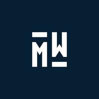 MW initial monogram logo with geometric style vector