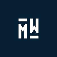 MW initial monogram logo with geometric style vector