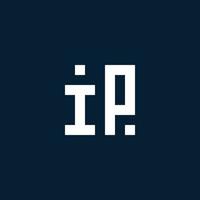 IP initial monogram logo with geometric style vector