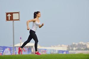 woman jogging at morning photo