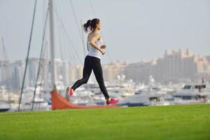 woman jogging at morning photo