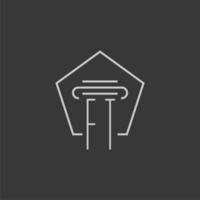 initial monogram FT with monoline pillar logo design vector
