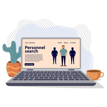 buscar empleado. recursos humanos.entrevista de trabajo de forma remota. tecnología de comunicación.aplicación cv.formulario de currículum de hombre de negocios en la pantalla del portátil.aislado sobre fondo blanco. ilustración plana vectorial. vector