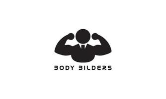 silhouette body builder logo vector