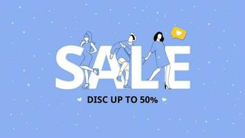 Sale banner design with flat people illustration vector