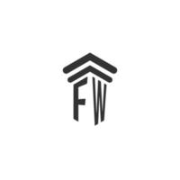 inicial de fw para el diseño del logotipo del bufete de abogados vector