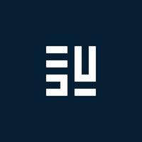 SU initial monogram logo with geometric style vector